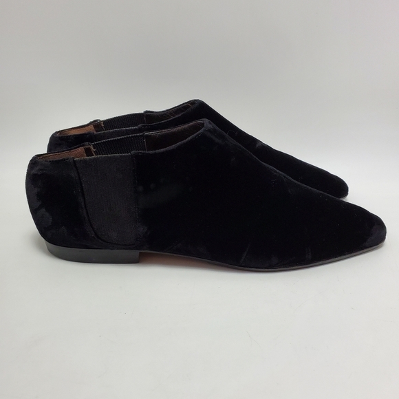 Sergio Rossi Lentini Chelsea Almond Toe Velvet Slip On Flat Shoes Size 37 Black